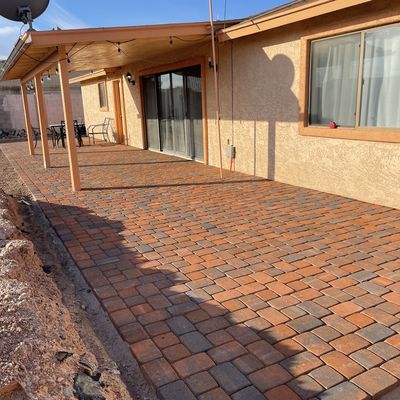 Paver patio extension under a covered patio, Arizona City