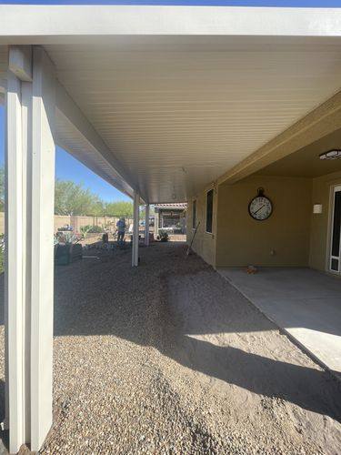Length of the covered patio before the paver extension